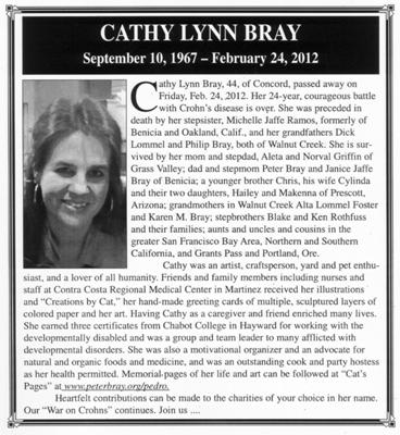 Cathy Lynn Bray, battled Crohns for 24 years...